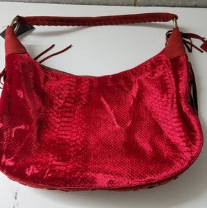 Red velvet and suede trim Via Spiga bag